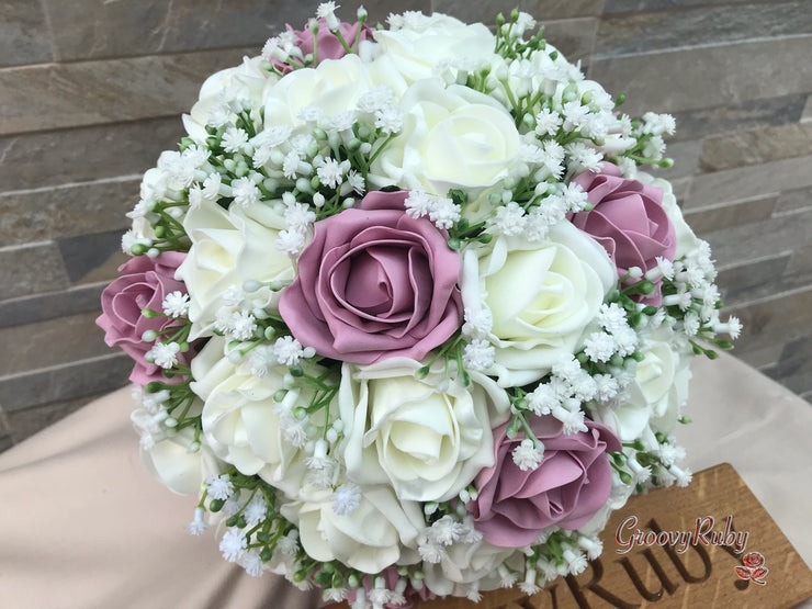 Dusky Pink With Gypsophila