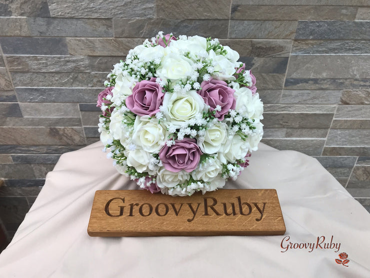 Dusky Pink With Gypsophila