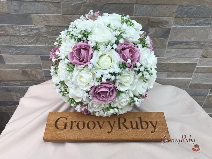 Dusky Pink With Gypsophila