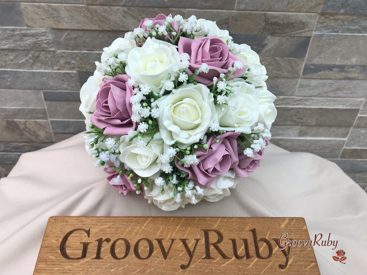 Dusky Pink With Gypsophila