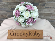Dusky Pink With Gypsophila