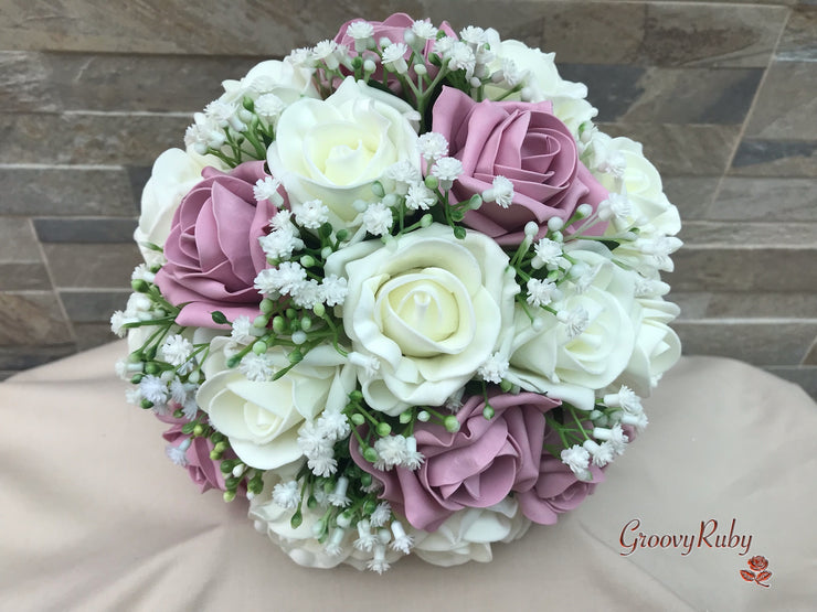 Dusky Pink With Gypsophila
