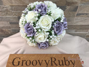 Vintage Lilac Roses With Gypsophila