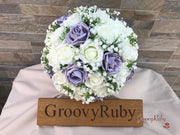 Vintage Lilac Roses With Gypsophila