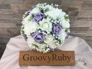 Vintage Lilac Roses With Gypsophila