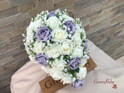 Vintage Lilac Roses With Gypsophila