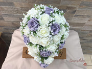 Vintage Lilac Roses With Gypsophila