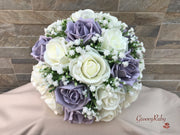 Vintage Lilac Roses With Gypsophila