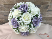 Vintage Lilac Roses With Gypsophila