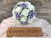 Vintage Lilac Roses With Gypsophila