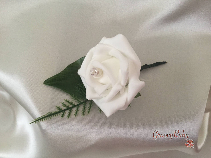 Single Pearl Rose Buttonhole - Colour of your Choice