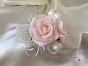 Blush Pink Glitter Rose With Silver Babies Breath