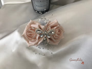 Mocha Pink & Ivory Rose With Silver & Crystal Butterfly