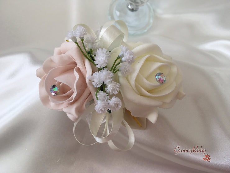 Mocha Pink Roses & Ivory Carnations With Calla Lily & Gypsophila
