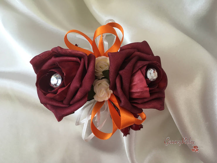 Ivory Glitter Rose, Orange Calla Lily, Burgundy Rose & Berries