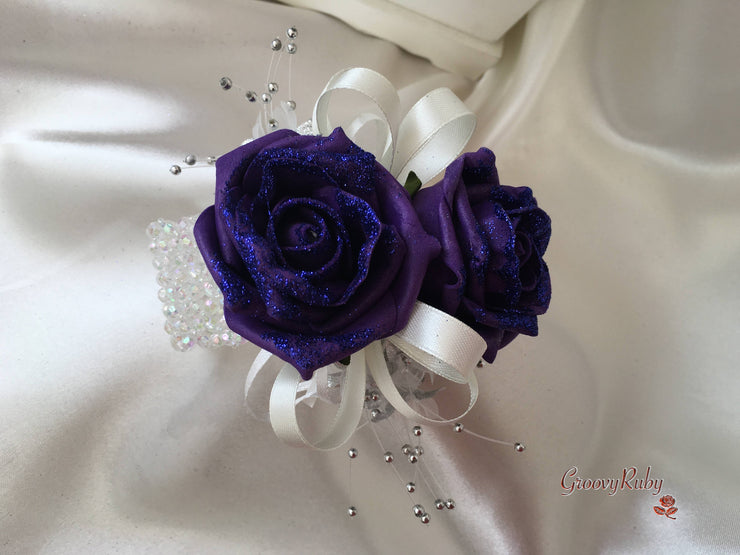 Cadbury Purple Glitter Rose With Silver Babies Breath