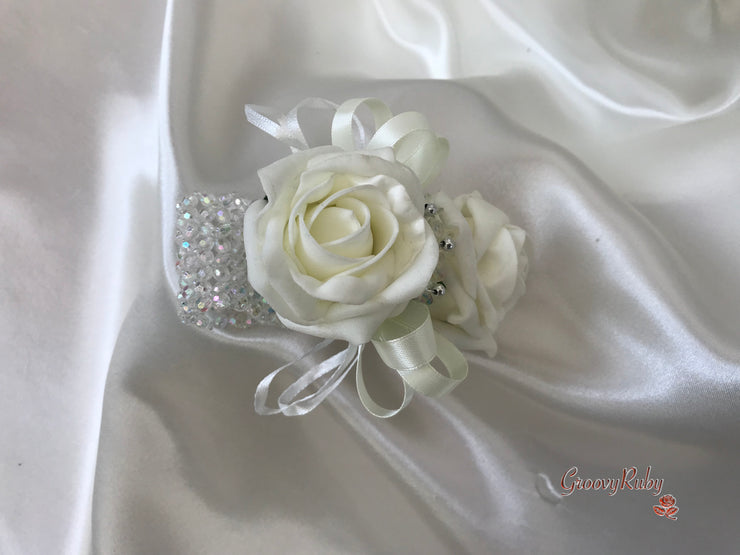 Wrist Corsage, Classic Ivory Rose
