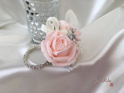 Blush Pink Rose & Large Ivory Calla Lilies With Crystal Butterfly Brooch