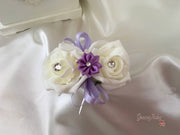 Rose Bouquets With Lilac Satin Diamante Flowers