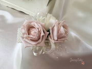 Mocha Pink Glitter Rose With Ivory Babies Breath