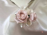 Mocha Pink Glitter Rose With Ivory Babies Breath