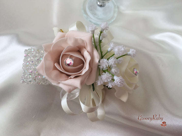 Mocha Pink Roses & Ivory Carnations With Calla Lily & Gypsophila