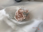 Mocha Pink & Ivory Rose With Silver & Crystal Butterfly
