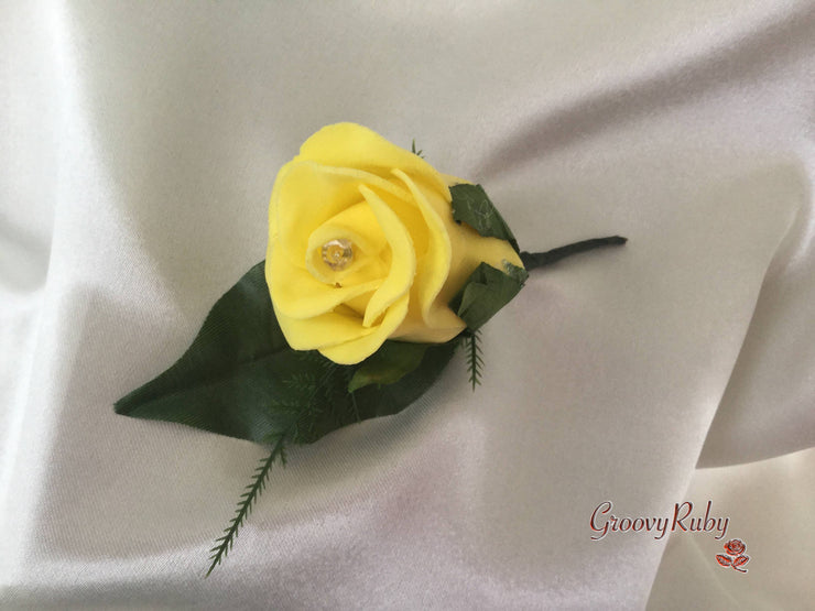 Single Crystal Rose Buttonhole - Colour of your Choice