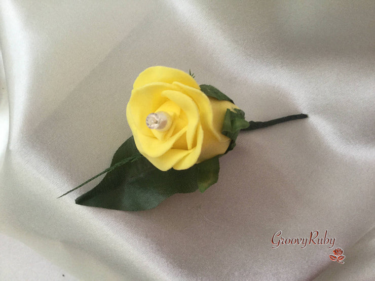 Single Pearl Rose Buttonhole - Colour of your Choice